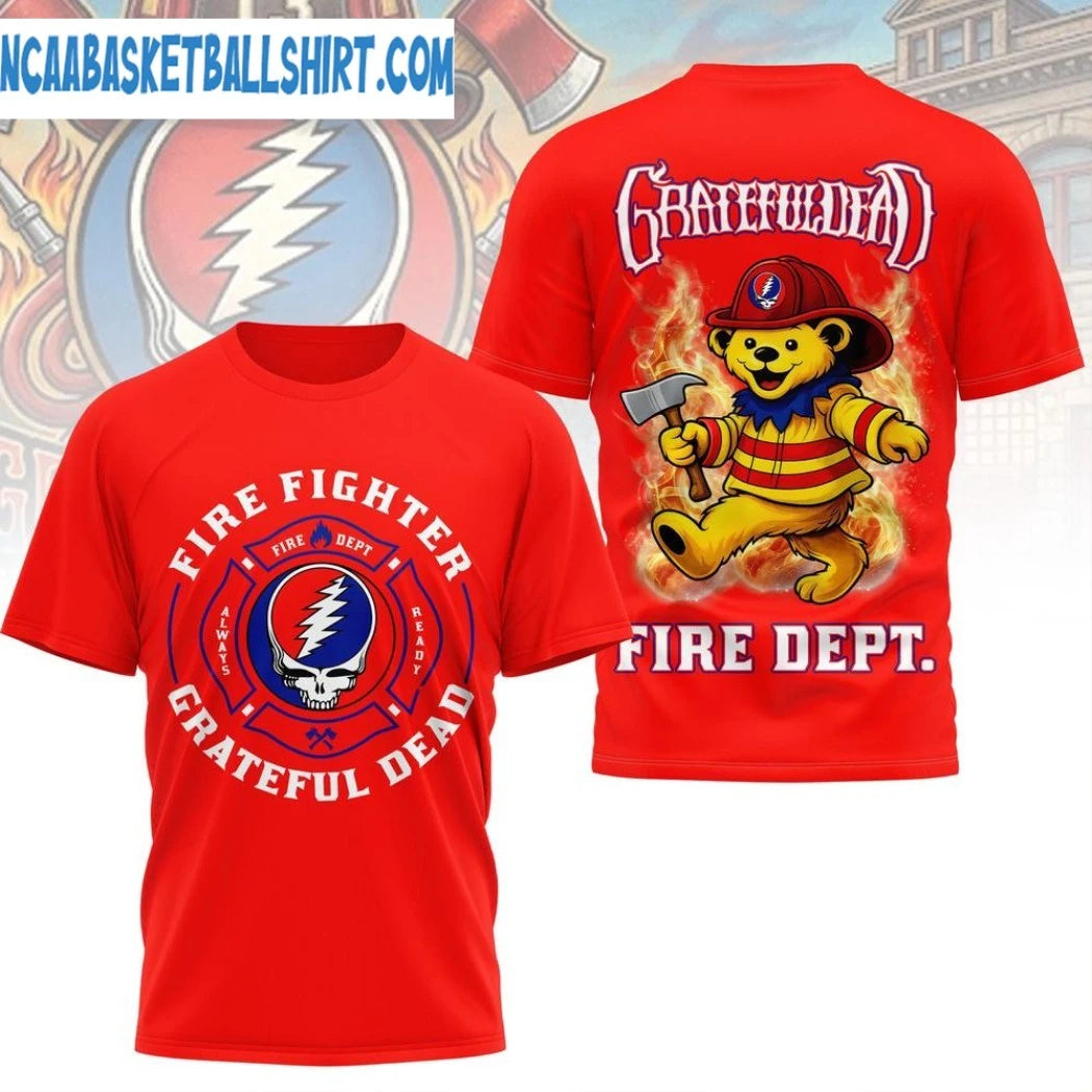Firefighter Grateful Dead Fire Dept Red Shirt