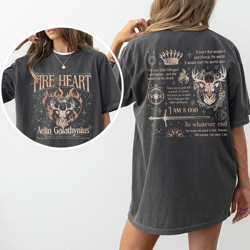 Fireheart TOG Fan Merch Comfort Colors Shirt, Aelin Galathynius Fireheart T Shirt, To Whatever End Tee, Bookish Gift,...