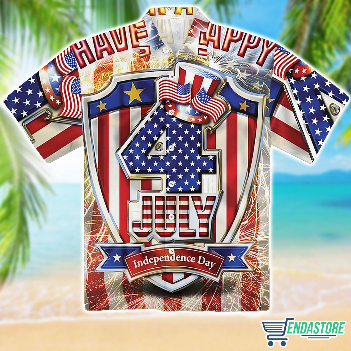 Firework Stripe Flag Hawaiian Shirt 3833