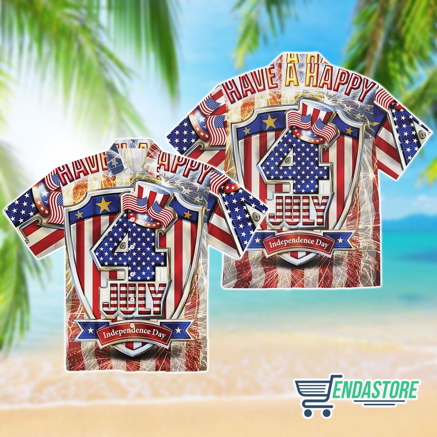 Firework Stripe Flag Hawaiian Shirt 3833