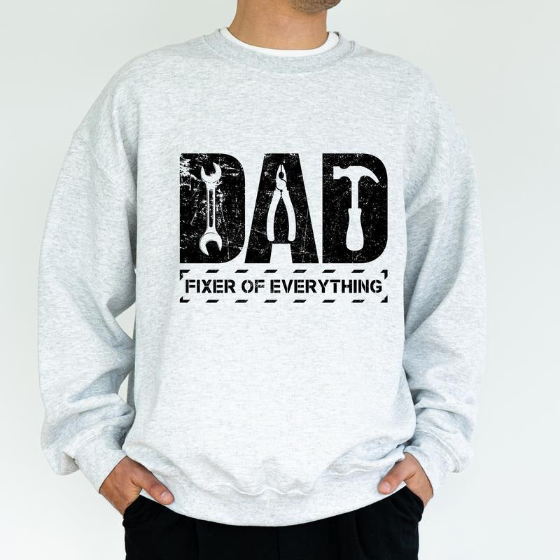 Fixer of Everything Sweatshirt for Dad, Mechanic Engineer Garage Dad Crewneck, I Fix Stuff Daddy Top, Birthday Gift for...