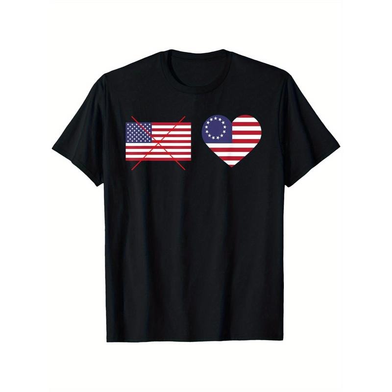 Flag T-Shirt for Men - Funny Patriotic Graphic Tee with Heart Design, 100% Cotton Hoodie, Sweatshirt | HypeCrazeTee.com