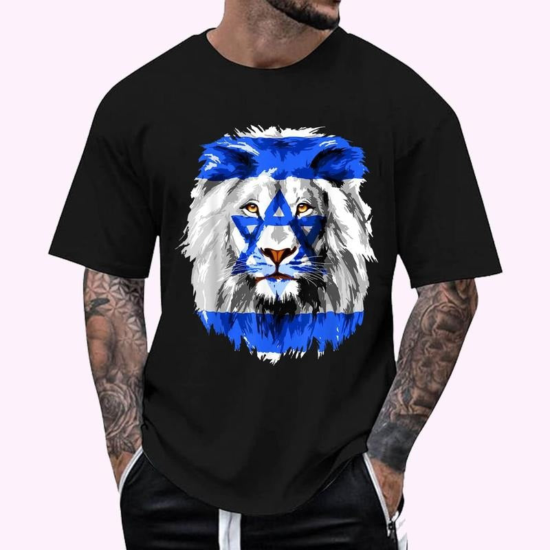 Flag of Israel lion Jewish Israel Flag T-Shirt , Unisex Cotton 100%, Top Menswear Hoodie, Sweatshirt | HypeCrazeTee.com