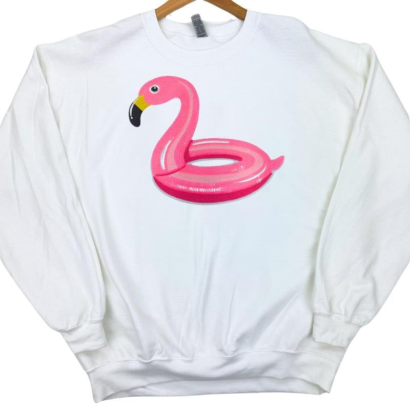 Flamingo Floaty Patch Sweatshirt T-Shirts, Hoodie | HypeCrazeTee.com