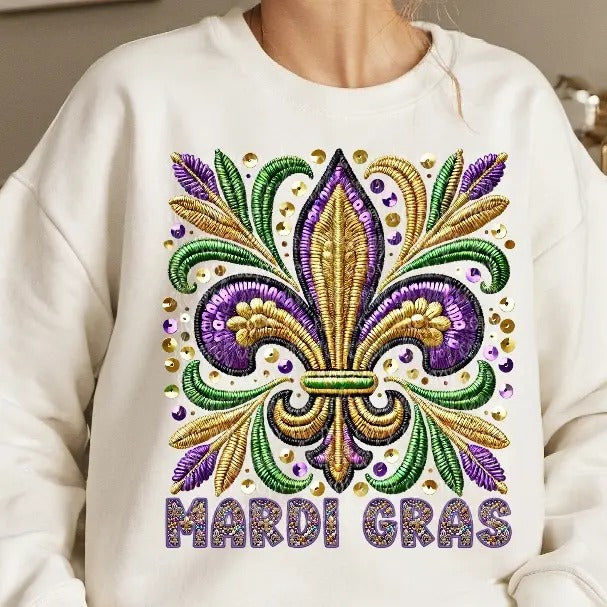 Fleur De Lis Faux Embroidery DTF Transfers - THIS IS NOT A SHIRT Hoodie, Sweatshirt | HypeCrazeTee.com