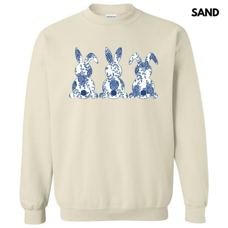Floral Blue Bunny Trio Sweatshirt 'NLB' T-Shirts, Hoodie | HypeCrazeTee.com