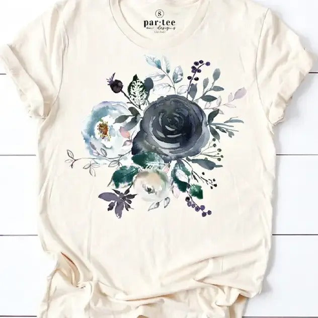 Floral Boquet T-Shirt Navy Flower Tshirt Boquet Retro Tee Navy Floral T-Shirt Boquet Navy Tee Hoodie, Sweatshirt