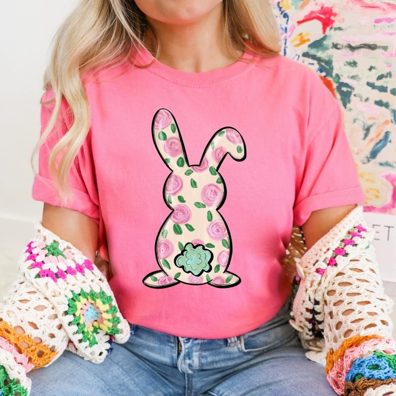 Floral Bunny DTF Transfers - THIS IS NOT A SHIRT Hoodie, Sweatshirt | HypeCrazeTee.com