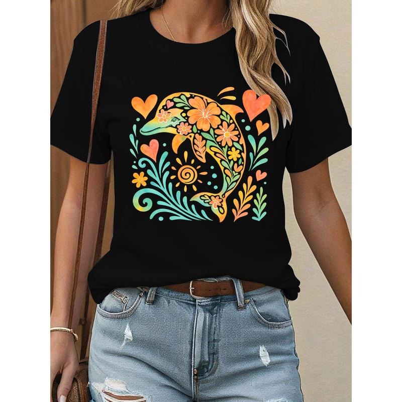 Floral Dolphin T - Shirt: A Dash of Romance and Whimsy for Your Wardrobe Hoodie, Sweatshirt | HypeCrazeTee.com