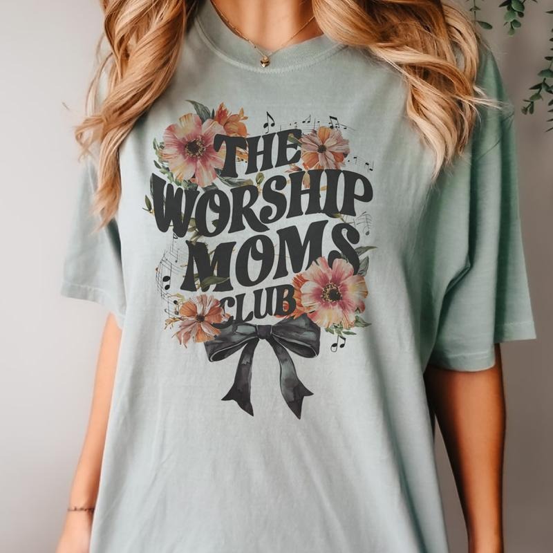 Floral Faith Tshirts The Worship Moms Club Tees Chasing Babies and Jesus Tops Praying Mom T-Shirts Womens Faith Based...