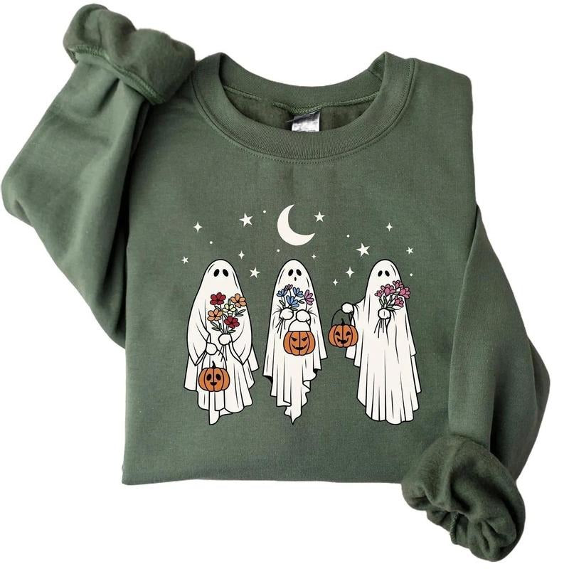Floral Ghost Halloween Ghost Floral Ghost Shirt Retro Spooky Season Halloween T-Shirts, Hoodie, Sweatshirt