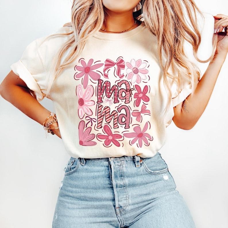Floral Mama Coquette, Boho Mama, Mothers Day, Spring, Gift for Mom Tshirt Hoodie, Sweatshirt | HypeCrazeTee.com