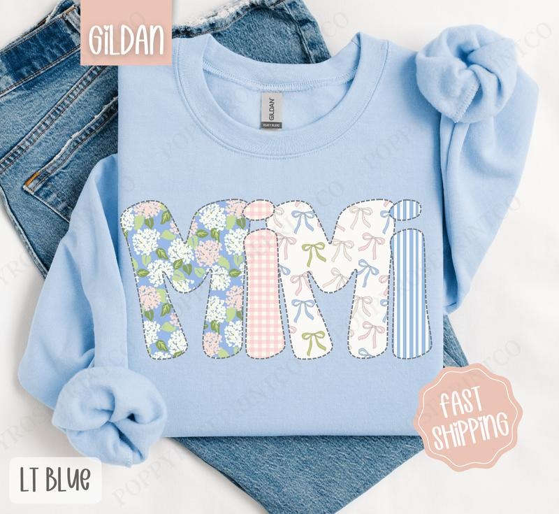 Floral Mimi Sweatshirt, Cute Spring Grandma Sweater, Coquette Mimi Crewneck T-Shirts, Hoodie | HypeCrazeTee.com
