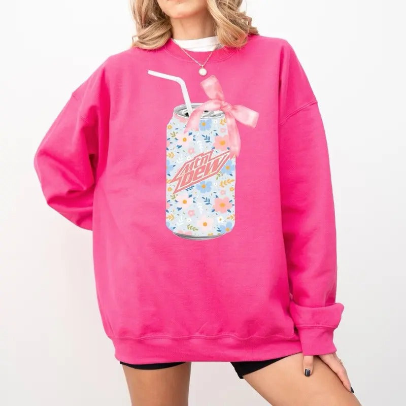 Floral Mtn Dew Soda Can Mtn Dew Coquette Mtn Dew T-Shirts, Hoodie, Sweatshirt