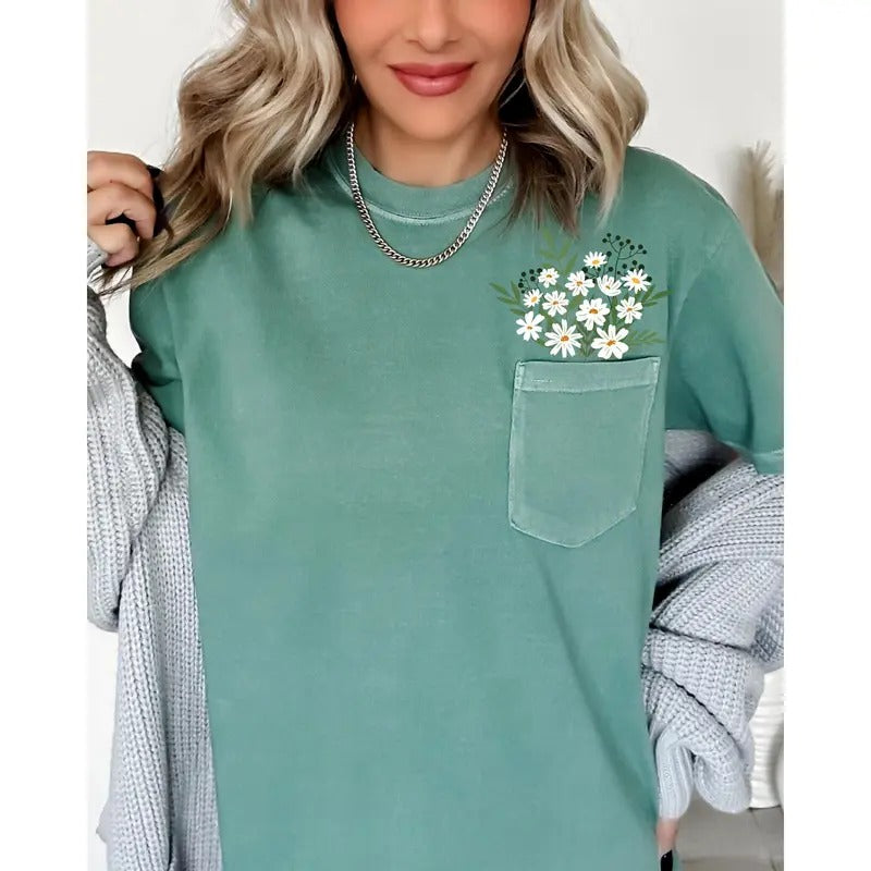 Floral Pocket, Vintage, Gorgeous Flowers, Boho Floral Design, Summer Vibes, Gardening, Festival, Nature Shirt, Women's...