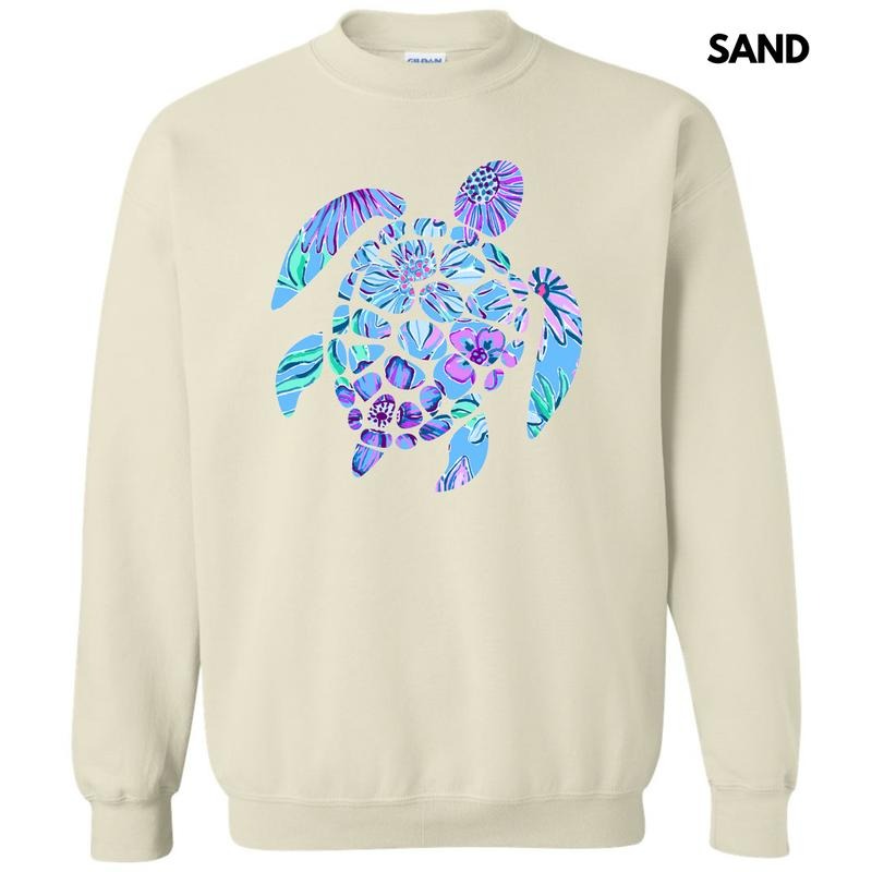 Floral Sea Turtle Sweatshirt 'NLB' T-Shirts, Hoodie | HypeCrazeTee.com