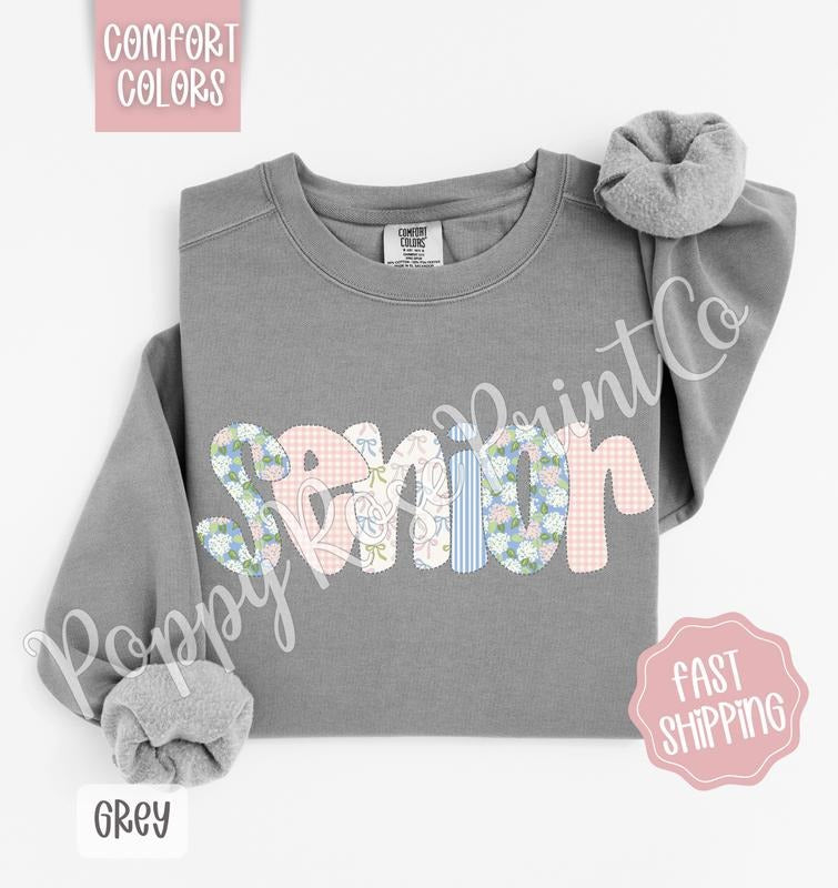 Floral Senior Comfort Colors Sweatshirt, Cute Spring Graduation Sweater, Coquette Flower Crewneck, Gift for Her T-Shirts,...