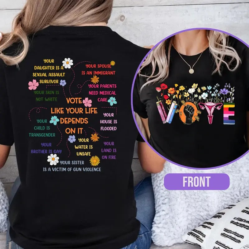 Floral Vote Shirt, Vote Like Ruth Sent You Shirt, Lgbtq Shirt, Pro Choice, Banned Books, Reproductive Rights, Unisex...