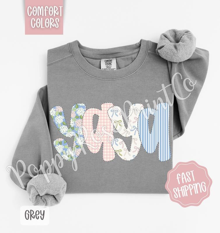 Floral Yaya Comfort Colors Sweatshirt, Cute Spring Grandma Sweater, Coquette Flower Crewneck, Mother's Day Gift T-Shirts,...