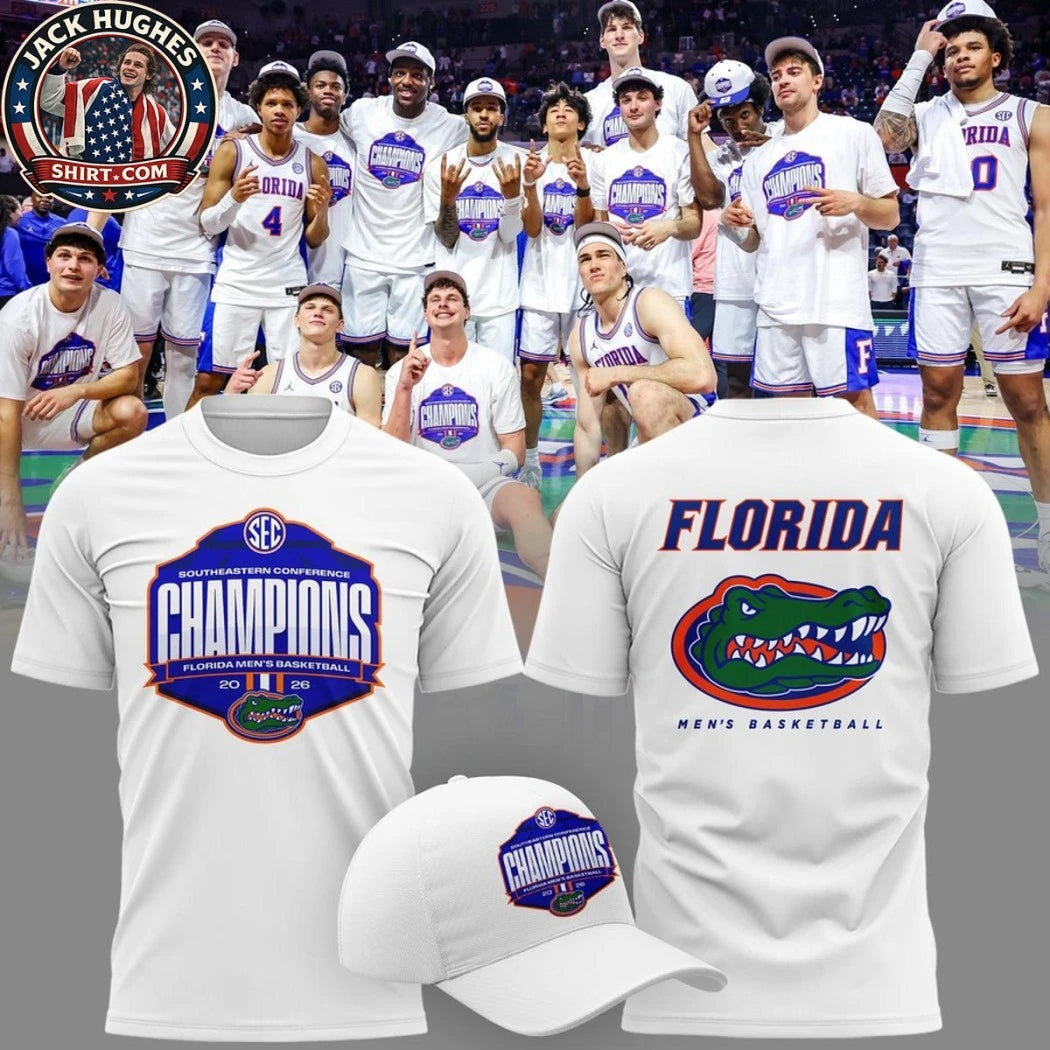 Florida Gators Basketball Southeastern Conference Champions 2026 Logo Two Sided T-Shirt
