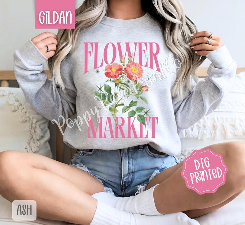Flower Market Gildan Sweatshirt, Fruit Summer Sweater, Cute Women's Crewneck, Gift For Her T-Shirts, Hoodie