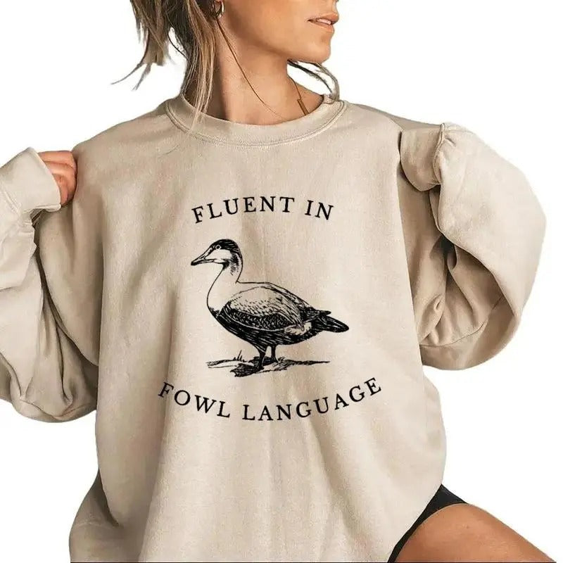 Fluent in Fowl Language Gift for Duck Lover Duck or Chicken Farmer T-Shirt for Off Grid Homestead Country Life Womens...
