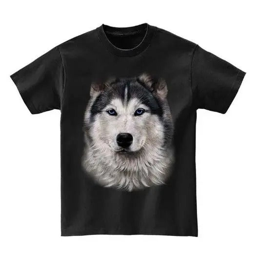 Fluffy Siberian Husky Dog Face - Short Sleeve Unisex, Men, Women, Youth T-Shirt Made in USA Hoodie, Sweatshirt