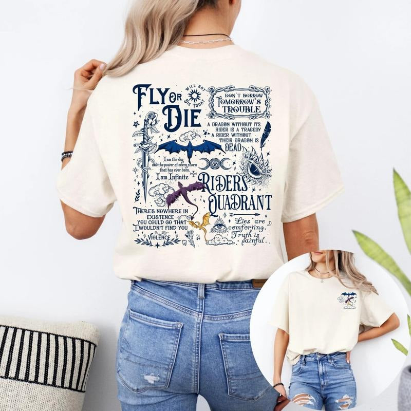 Fly Or Die Fourth Wing Sweatshirt, Dragon Rider Shirt, Rebecca Yarros Shirt, Fourth Wing T-Shirt, Wingleader Sweater,...