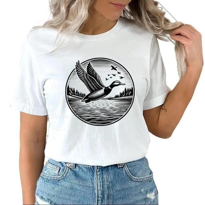 Flying Duck T-shirt Lake Landscape Bird Wild Bird Unisex Sweatshirt Hoodie | HypeCrazeTee.com