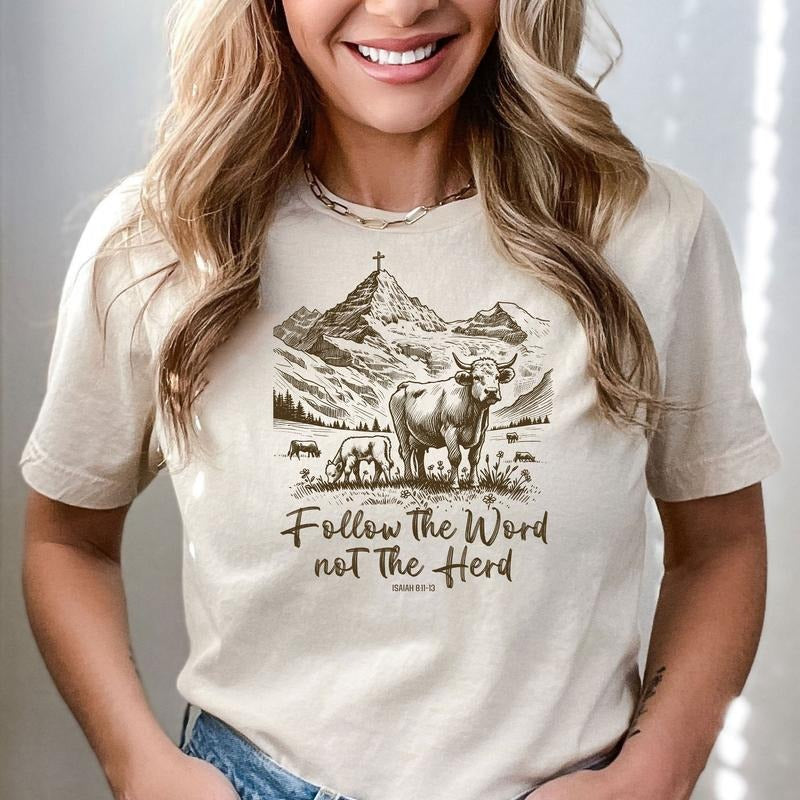 Follow The Word Not The Herd Shirt, Isaiah Shirt, Bible Verse Shirt, Christian Country Gift, Western Cowboy Tees, Western...