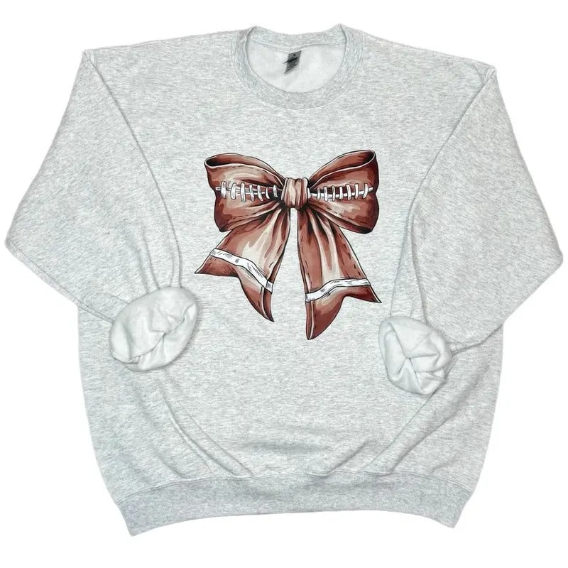 Football Bow Crewneck Sweatshirt, Cute Game Day Sweatshirt T-Shirts, Hoodie | HypeCrazeTee.com