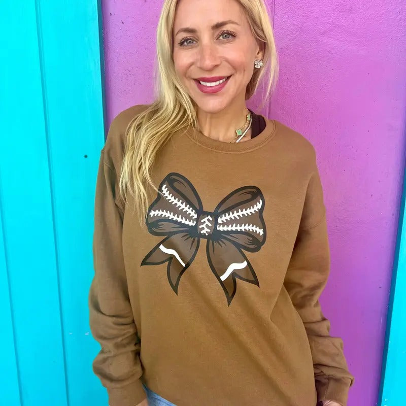 Football Brown Bow Sweatshirt T-Shirts, Hoodie | HypeCrazeTee.com