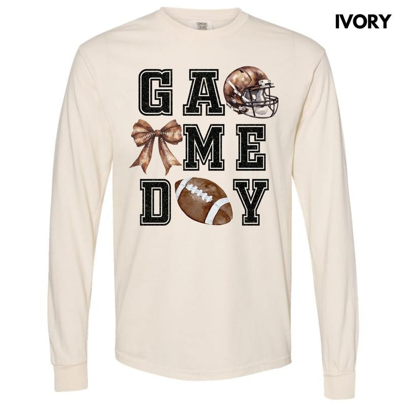 Football Game On FAKE Glitter Long Sleeve Comfort Colors T-Shirt 'NLB' Hoodie, Sweatshirt | HypeCrazeTee.com