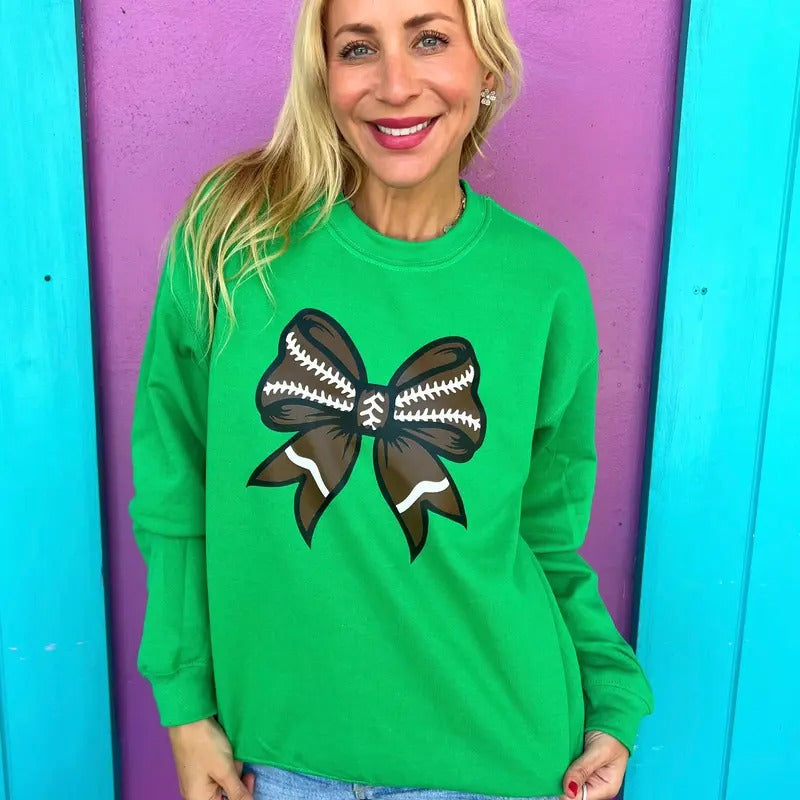 Football Green Bow Sweatshirt T-Shirts, Hoodie | HypeCrazeTee.com