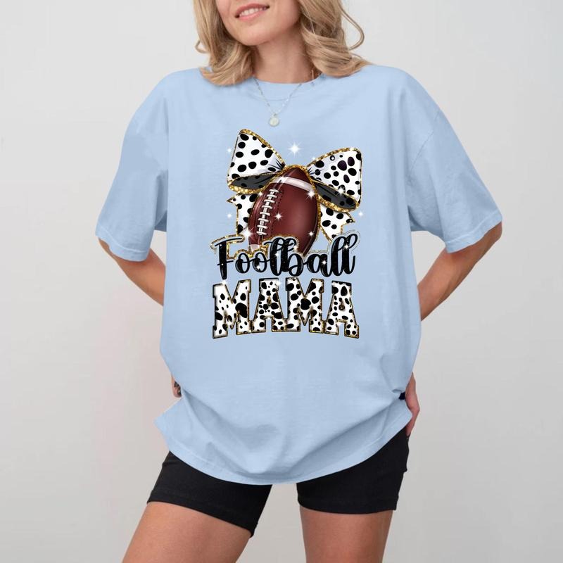 Football MOM Bow T-shirt, Soft Cotton Unisex Crewneck Hoodie, Sweatshirt | HypeCrazeTee.com