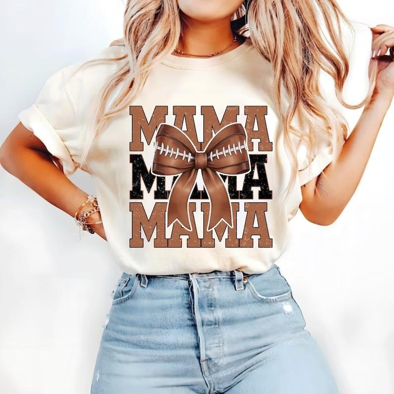 Football Mama, Coquette Bow, Game Day, Sports Tshirt Hoodie, Sweatshirt | HypeCrazeTee.com