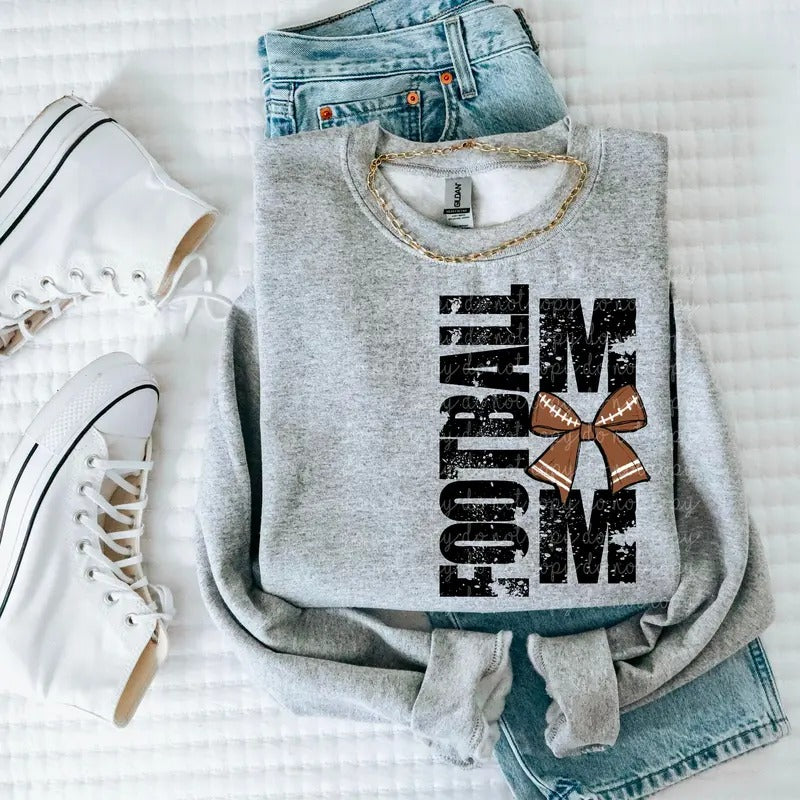 Football Mom Bow DTF Transfers - THIS IS NOT A SHIRT Hoodie, Sweatshirt | HypeCrazeTee.com