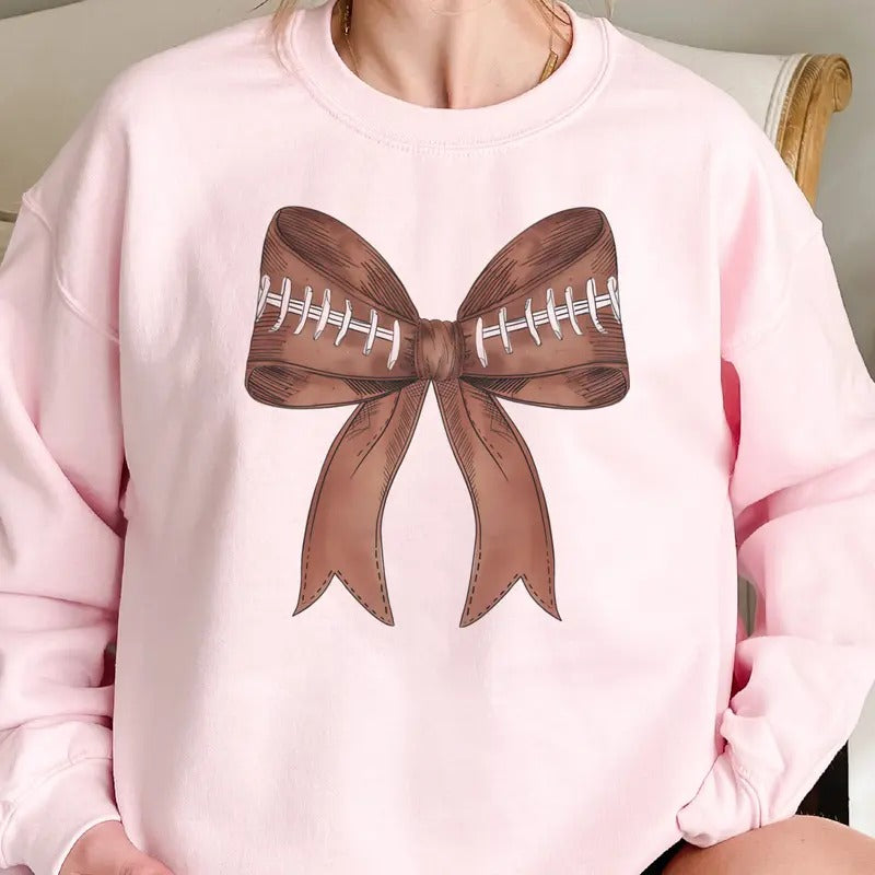 Football Sweatshirt Coquette Football Sweatshirt Girly Football Bow Pullover Football Bow Sweatshirt Womens Football...