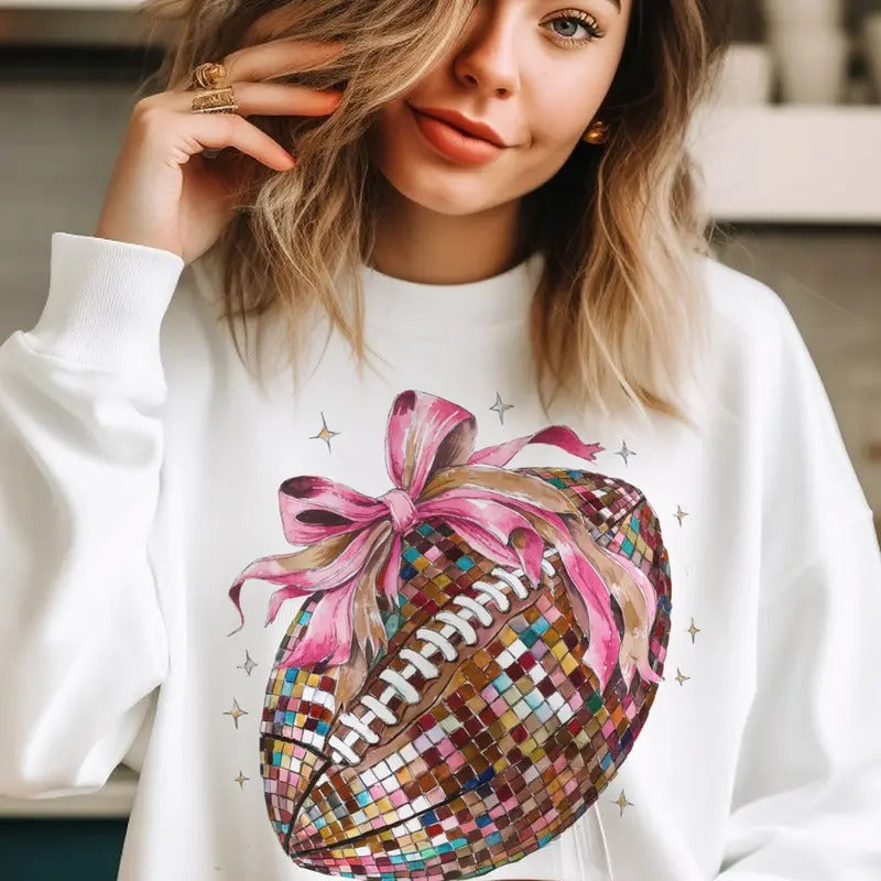 Football Sweatshirt Disco Football Pullover Coquette Disco Football Sweatshirt Coquette Game Day Tops Disco Womens...