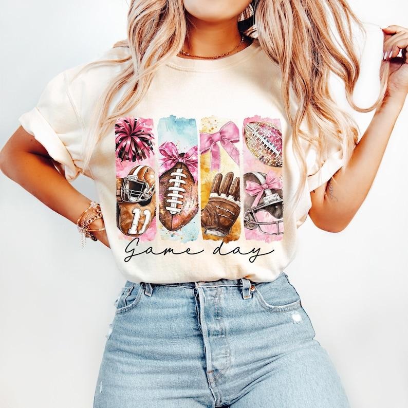 Football, Game Day, Retro Bow, Mama, Brushstroke Tshirt Hoodie, Sweatshirt | HypeCrazeTee.com