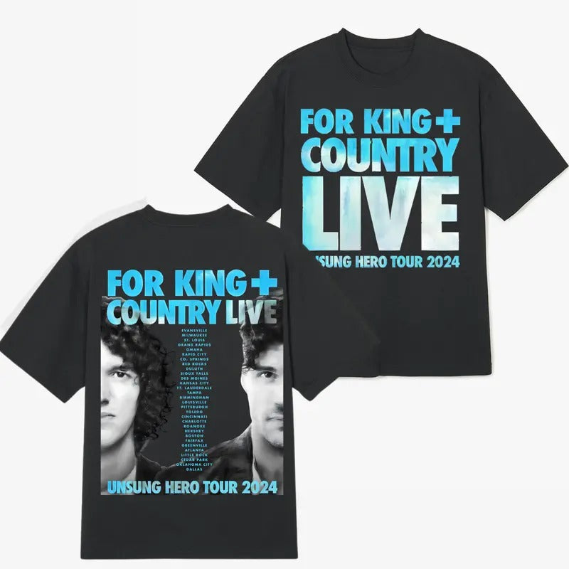 For King + Country Unsung Hero Tour 2024 Shirt, For King & Country Band Fan Shirt, Unsung Hero 2024 Concert Shirt Hoodie,...