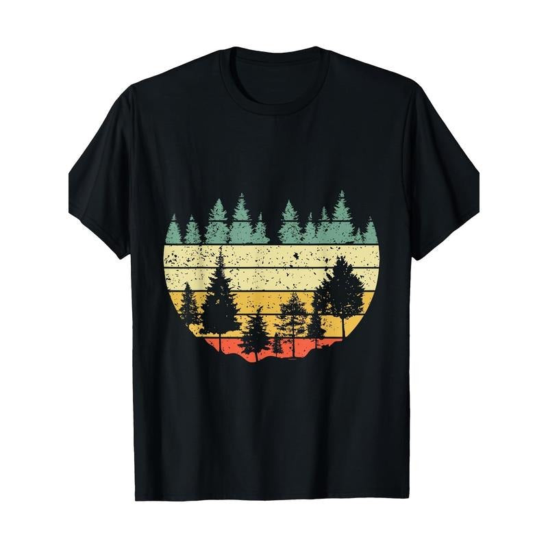 Forest Light Outdoor Natural Trees Retro Forest T-shirt -100% cotton Made in USA Hoodie, Sweatshirt | HypeCrazeTee.com
