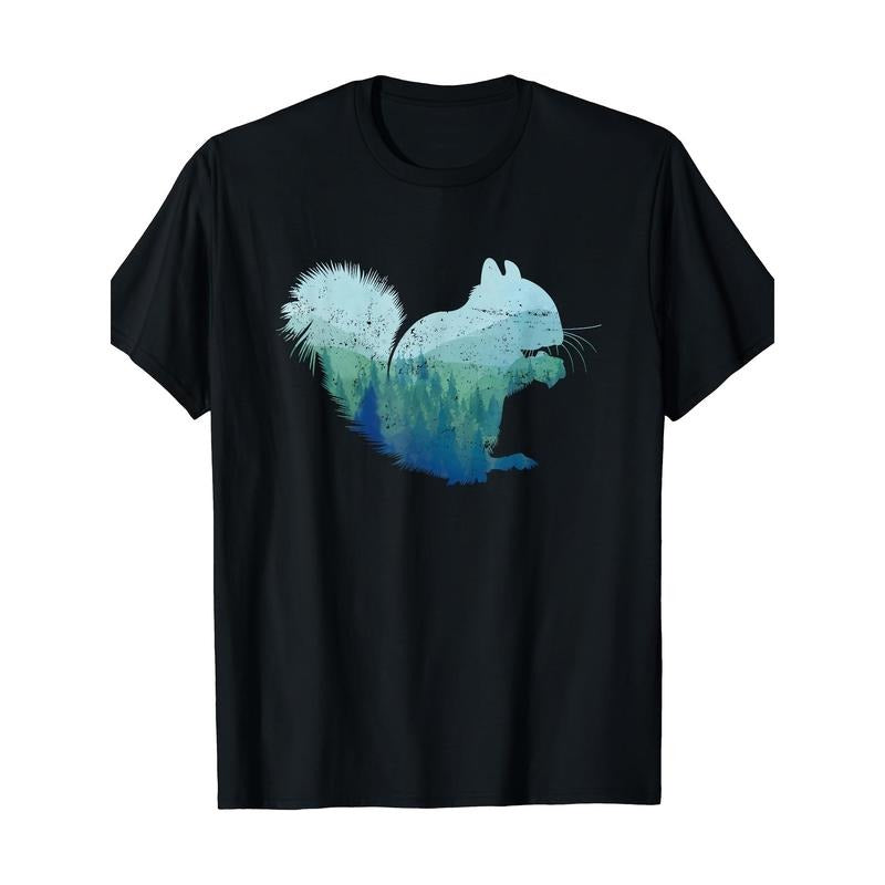 Forest Squirrel T-Shirt Casual Crew Neck T-Shirt Made in USA Hoodie, Sweatshirt | HypeCrazeTee.com