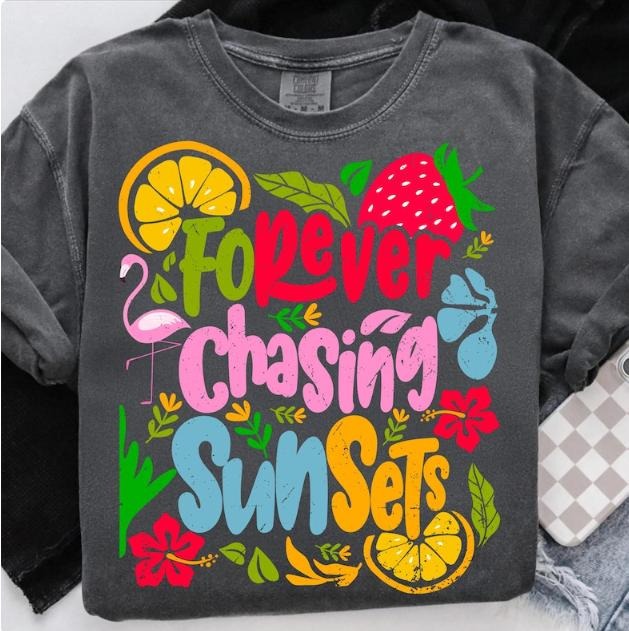Forever Chasing Sunsets Shirt, Summer Tshirt, Boho Foral , Retro Summer Hoodie, Sweatshirt | HypeCrazeTee.com