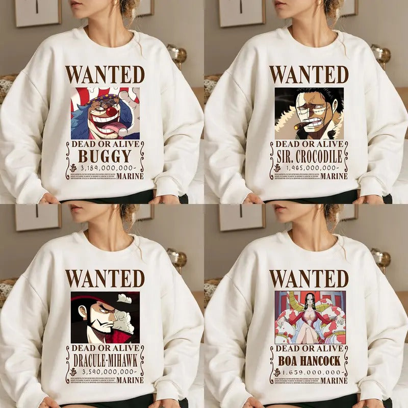 Former Seven Warlords of the Sea Shichibukai OP Wanted Pirates Anime Manga Characters Tshirt Crewneck Hoodie Cotton...