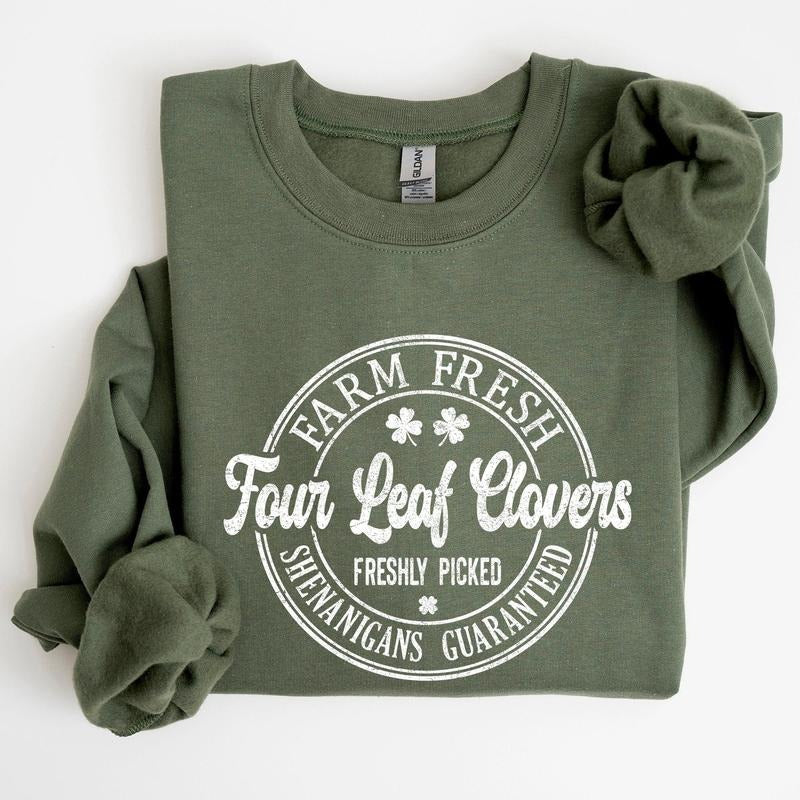 Four Leaf Clovers Farm, St Patrick's Day Sweatshirt T-Shirts, Hoodie | HypeCrazeTee.com