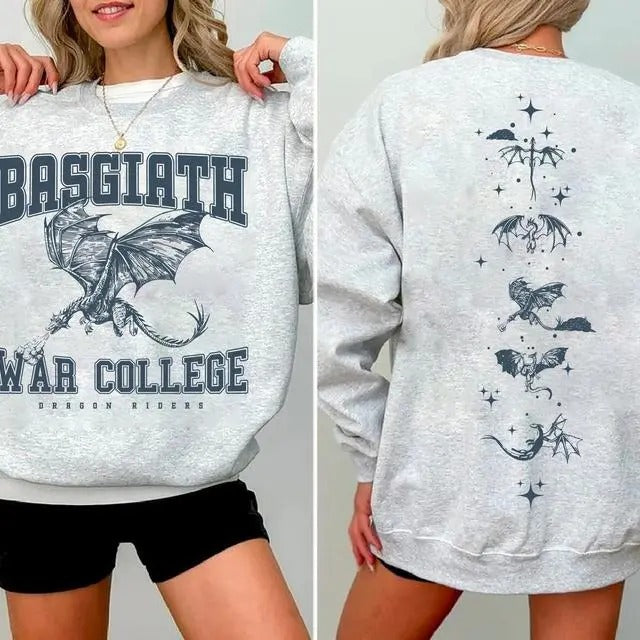 Fourth Wing 4 Legs Dragon Double Sided Sweatshirt, Bookish Shirt, Basgiath War College Crewneck, Fourth Wing Shirt,...