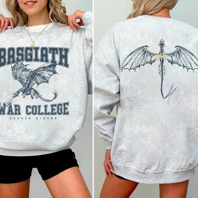 Fourth Wing 4 Legs Dragon Sweatshirt Hoodie, Basgiath War College 2-Sided Sweatshirt, Gifts for Fan Men Women, Dragon...