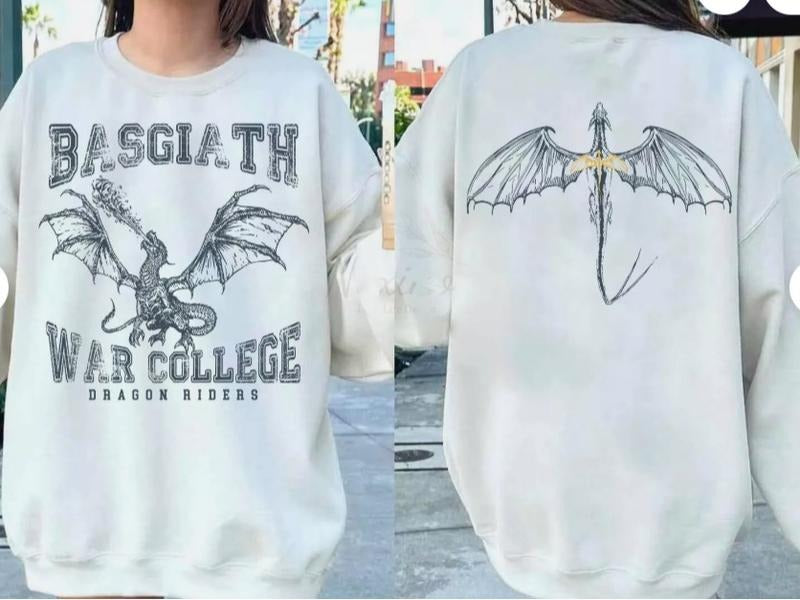 Fourth Wing Double-Sided Sweater, Basgiath War College Sweatshirt, Fourth Wing T-Shirts, Hoodie | HypeCrazeTee.com