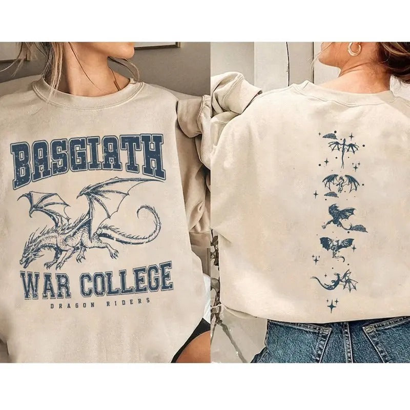 Fourth Wing Double-Sided Sweatshirt, Basgiath War College Shirt, Basgiath War College Gift, Fourth Wing Shirt, Bookish...